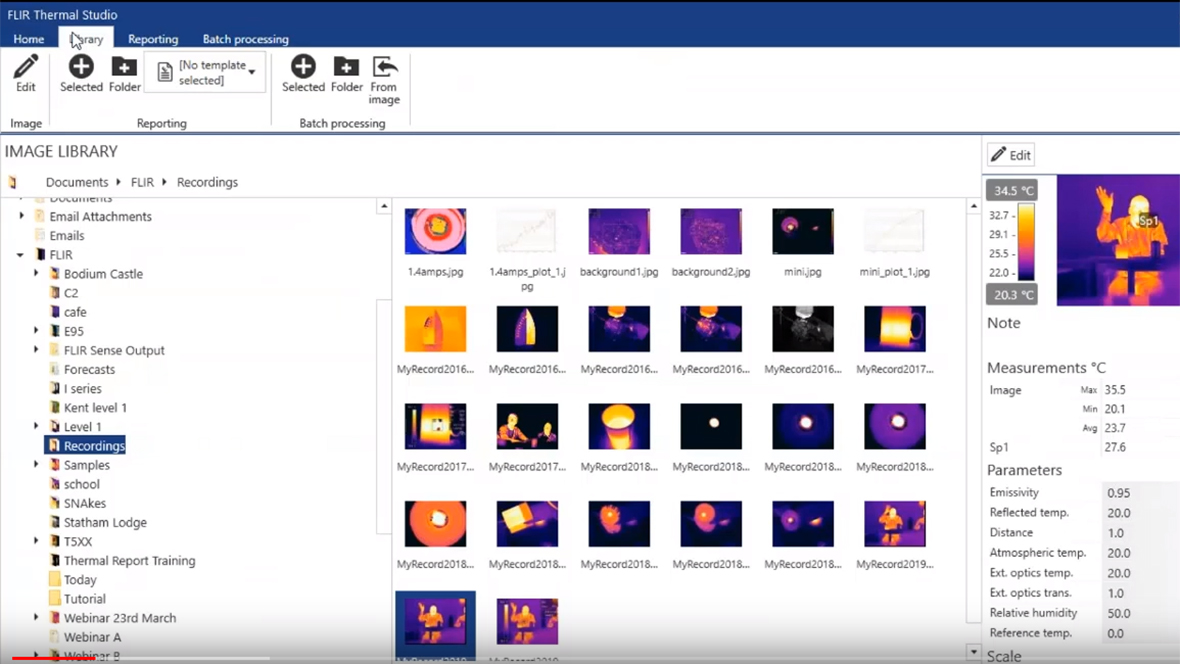 FLIR Thermal Studio: gestión de imágenes